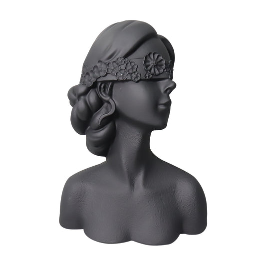 SOGA 36cm Black Resin Sculpture – Blindfold Lady Bust Home Decor $ 101.00