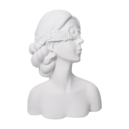 SOGA 36cm White Resin Sculpture – Blindfold Lady Bust Home Decor $ 101.00
