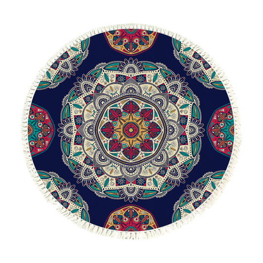 SOGA 90cm Round Rug Bohemian Circle Area Rug with Bohemian Geometric Pattern Anti-slip Doormat Home Decor $ 55.50