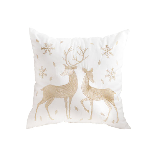 SOGA 45cm Throw Pillow White with Golden Christmas Reindeer Festive Cushion for Cozy Winter Decor $ 46.90