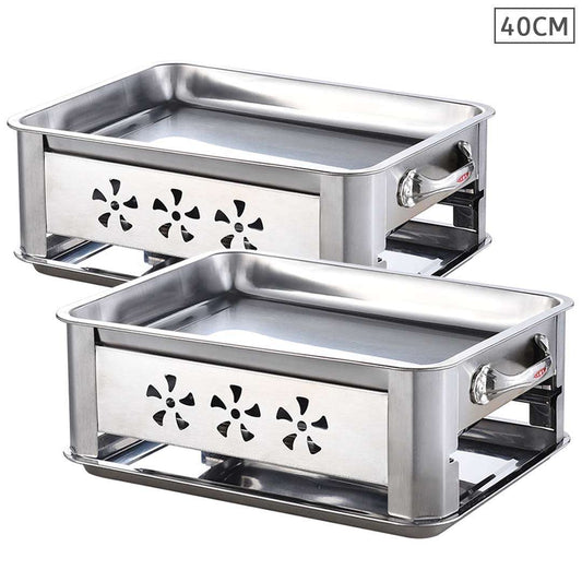2X 40CM Portable Stainless Steel Outdoor Chafing Dish BBQ Fish Stove Grill Plate $ 151