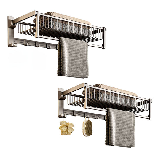 SOGA 2X 50cm Wall-Mounted Double Pole Towel Holder Bathroom Organiser Rail Hanger with Hooks $ 205.50