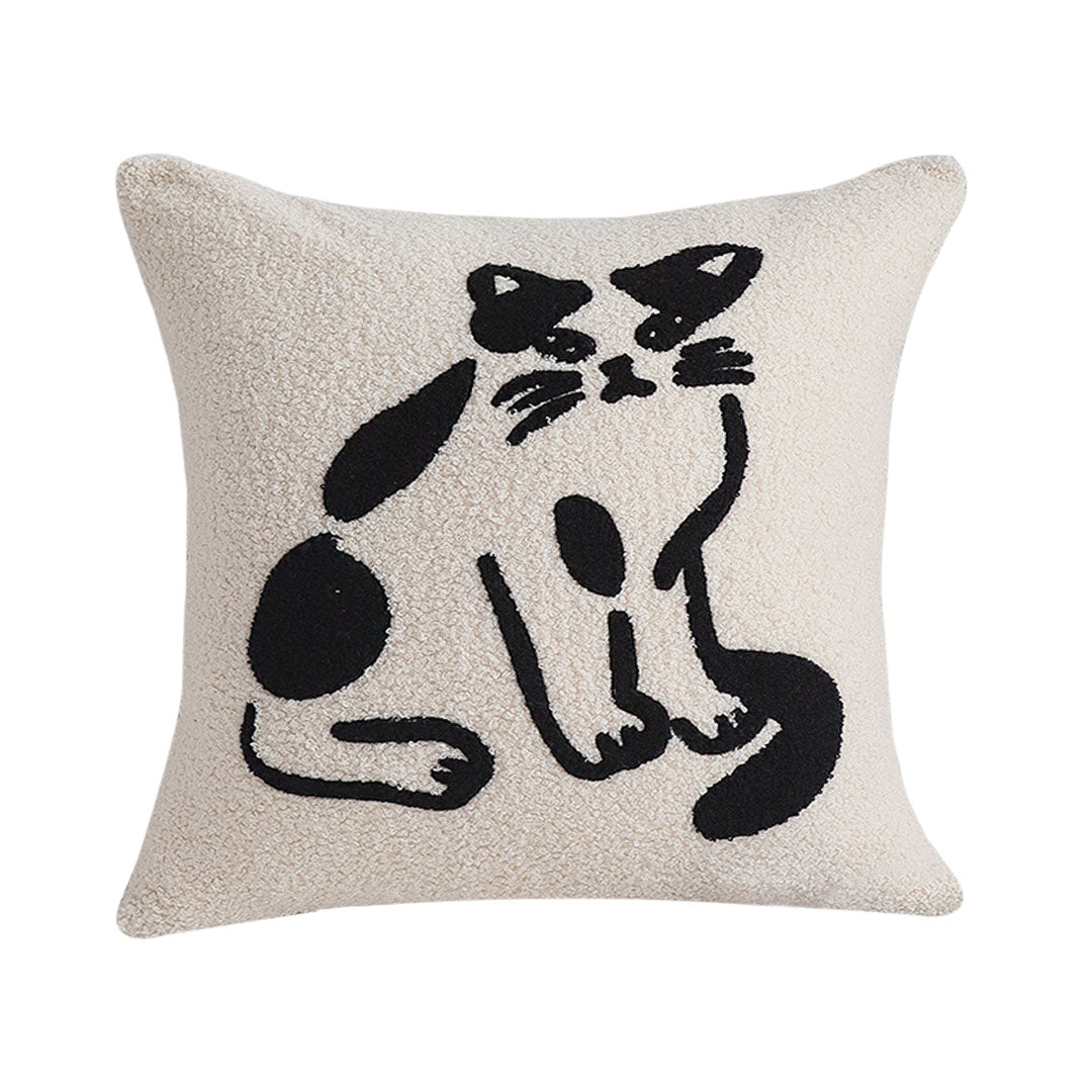 SOGA 45cm Off-White Cat Design Square Throw Pillow $ 55.50