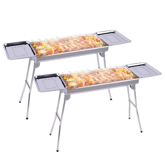 SOGA 2x Skewers Grill with Side Tray Portable Stainless Steel Charcoal BBQ Outdoor 6-8 Persons $ 194.50
