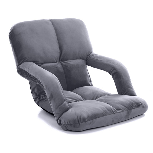 SOGA Foldable Lounge Cushion Adjustable Floor Lazy Recliner Chair with Armrest Grey $ 90.90