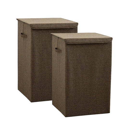 SOGA 2X Coffee Large Collapsible Laundry Hamper Storage Box Foldable Canvas Basket Home Organiser Decor $ 92.90