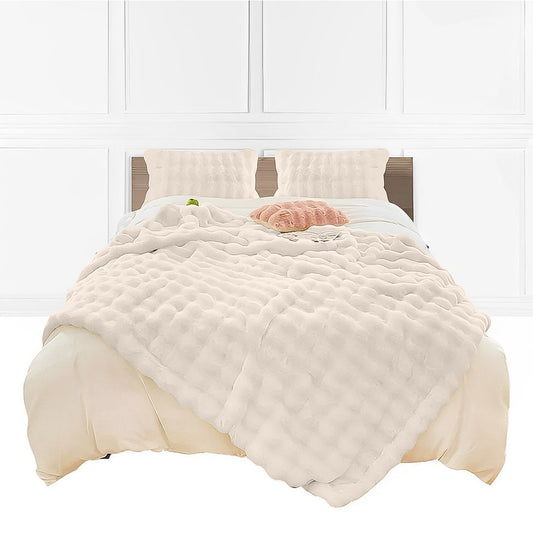 SOGA 150x200cm Throw Blanket White Double Layer Rabbit Fur Cozy Comfort with Stylish Decor $ 211.50