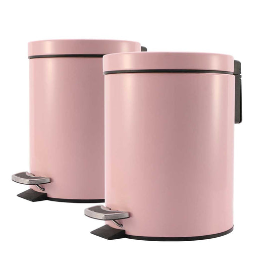 SOGA 2X Foot Pedal Stainless Steel Rubbish Recycling Garbage Waste Trash Bin Round 7L Pink $ 107.90