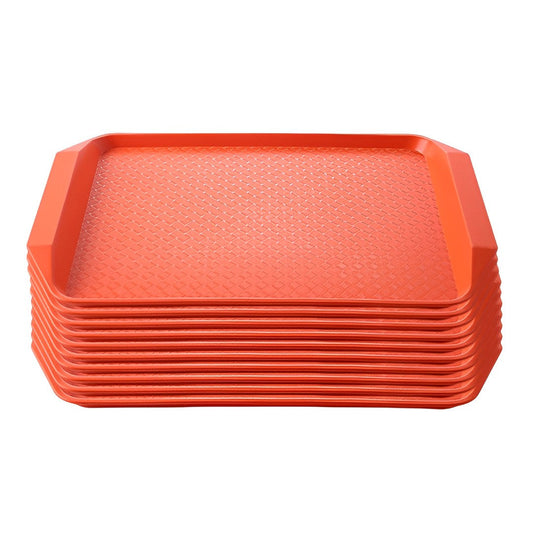 SOGA Rectangular Serving Tray Heavy Duty Waterproof Stackable Plastic Food Snack Pan Set of 10 Orange $ 176.90