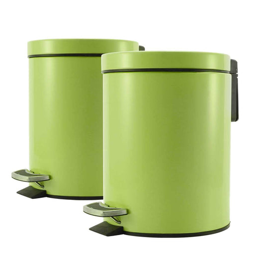 SOGA 2X Foot Pedal Stainless Steel Rubbish Recycling Garbage Waste Trash Bin Round 7L Green $ 107.90