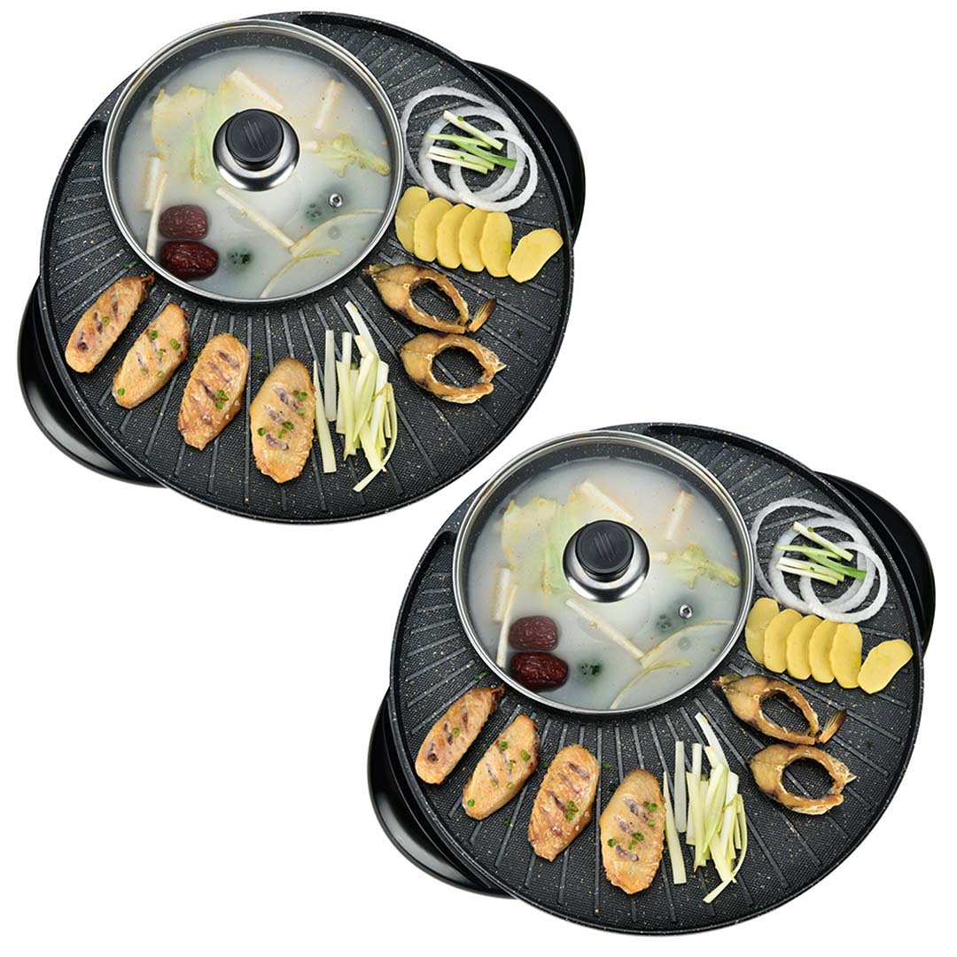 SOGA 2X 2 in 1 Electric Stone Coated Teppanyaki Grill Plate Steamboat Hotpot 3-5 Person $ 193.90