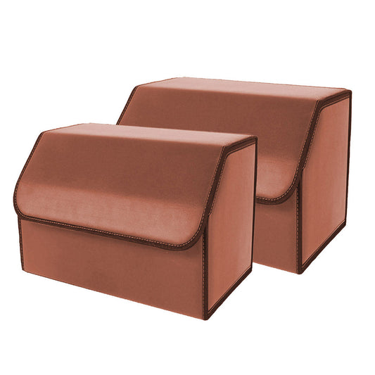 SOGA 2X Leather Car Boot Collapsible Foldable Trunk Cargo Organizer Portable Storage Box Coffee Medium $ 79.90