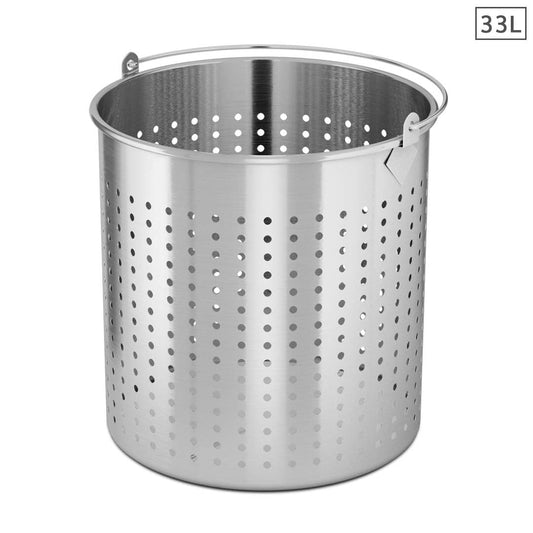 SOGA 33L 18/10 Stainless Steel Perforated Stockpot Basket Pasta Strainer with Handle $ 108.90