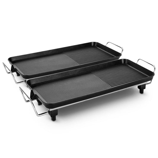 SOGA 2X 48cm Electric BBQ Grill Teppanyaki Tough Non-Stick Surface Hot Plate Kitchen 3-5 Person $ 150.90