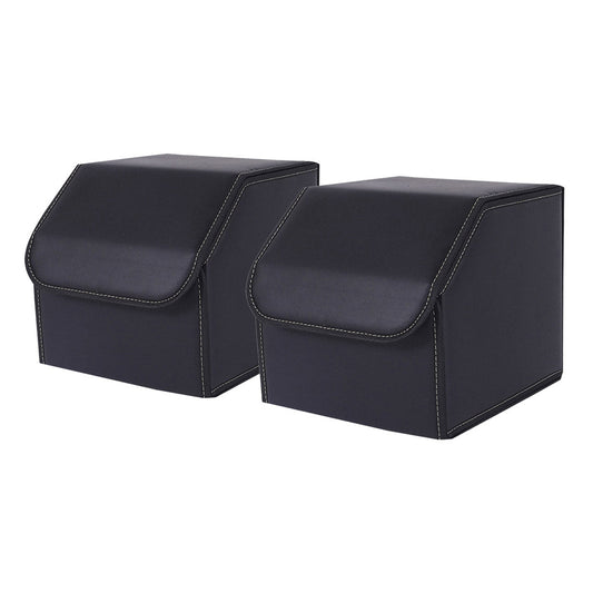 SOGA 2X Leather Car Boot Collapsible Foldable Trunk Cargo Organizer Portable Storage Box Black Small $ 71.50
