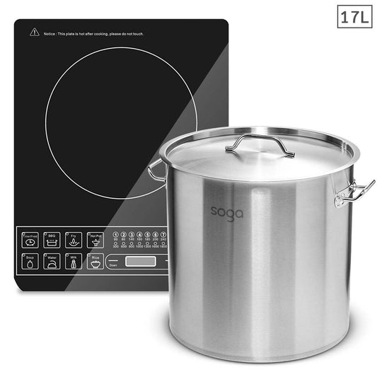 SOGA Electric Smart Induction Cooktop and 17L Stainless Steel Stockpot 28cm Stock Pot $ 212.50