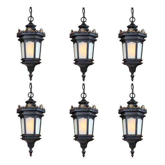 Vintage Lamp 6X 54.5cm Elegant Aluminum & Glass Lantern Chandelier Classic Hanging Light Fixture Antique Style $ 2975.50