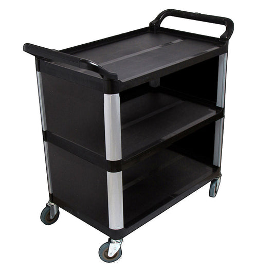 SOGA 3 Tier Covered Food Trolley Food Waste Cart Storage Mechanic Kitchen Black $ 268.90
