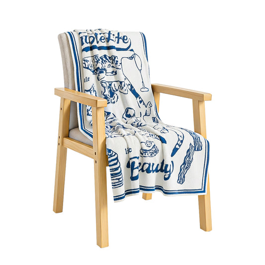 SOGA Off-White Cat Print Throw Blanket 130x160cm Polyester $ 144.50