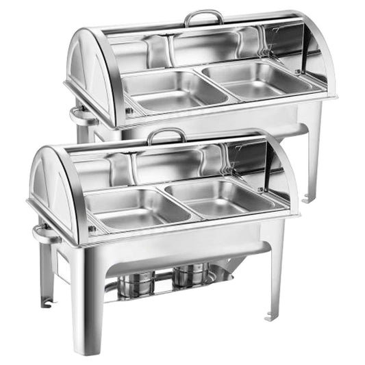 SOGA 2X 4.5L Dual Tray Stainless Steel Roll Top Chafing Dish Food Warmer $ 637.90