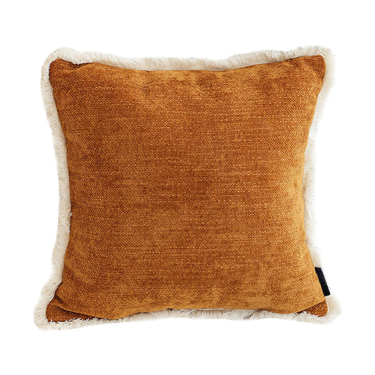 SOGA 45cm Home Aesthetic Chenille Texture Tassel Square Sunset Orange Throw Pillow $ 55.50
