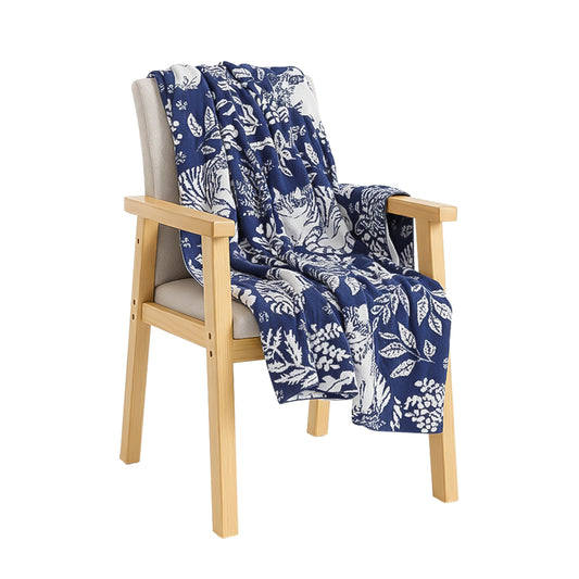 SOGA Deep Blue Cat Floral Print Throw Blanket 160x200cm Polyester $ 122.50