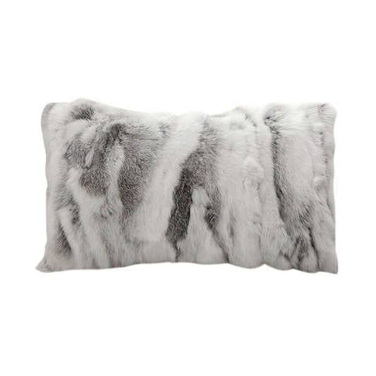 SOGA 30cm Throw Pillow Floral Gray Rabbit Fur Lumbar Warm Cozy Decorative Cushion Home Decor $ 77.90