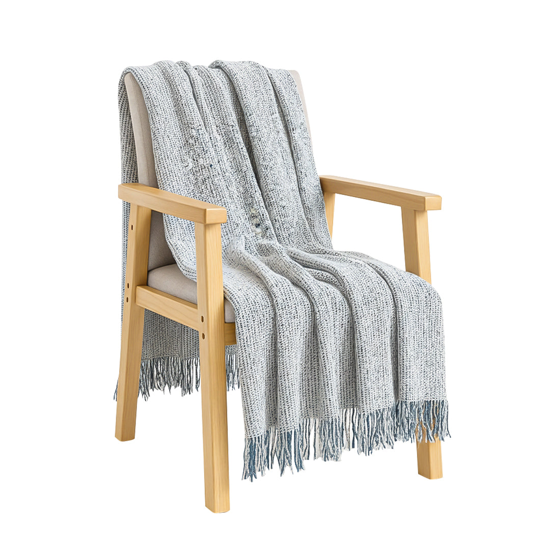 SOGA Light Blue-Gray Tassel Throw Blanket 160x200cm Soft Polyester $ 79.90