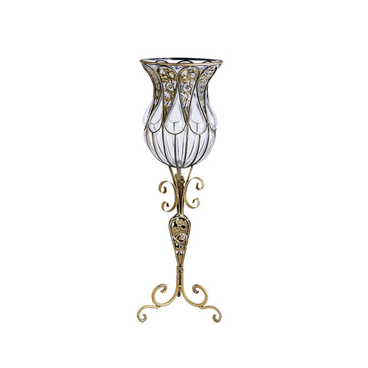 SOGA 85cm European Clear Glass Floor Home Decor Flower Vase with Tall Metal Stand $ 422.50