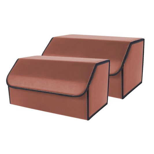 SOGA 2X Leather Car Boot Collapsible Foldable Trunk Cargo Organizer Portable Storage Box Coffee Large $ 86.50