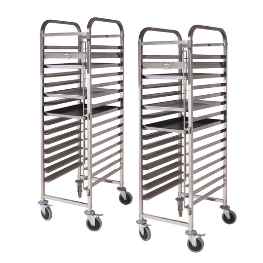 SOGA 2x Gastronorm Trolley 15 Tier Stainless Steel Cake Bakery Trolley Suits 60*40cm Tray $ 808.50