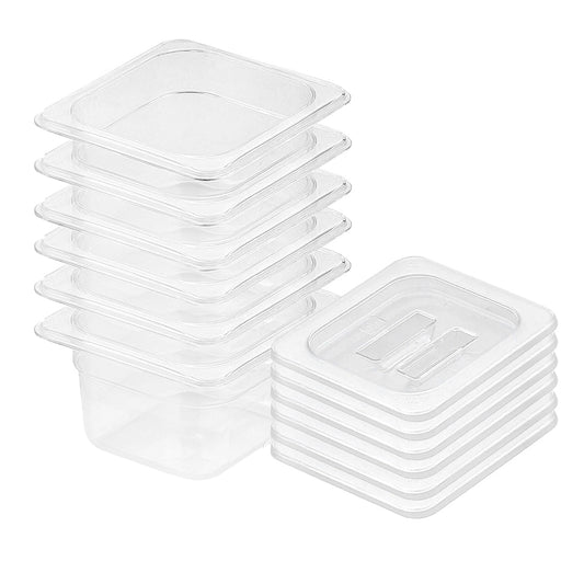 SOGA 100mm Clear Gastronorm GN Pan 1/6 Food Tray Storage Bundle of 6 with Lid $ 174.50