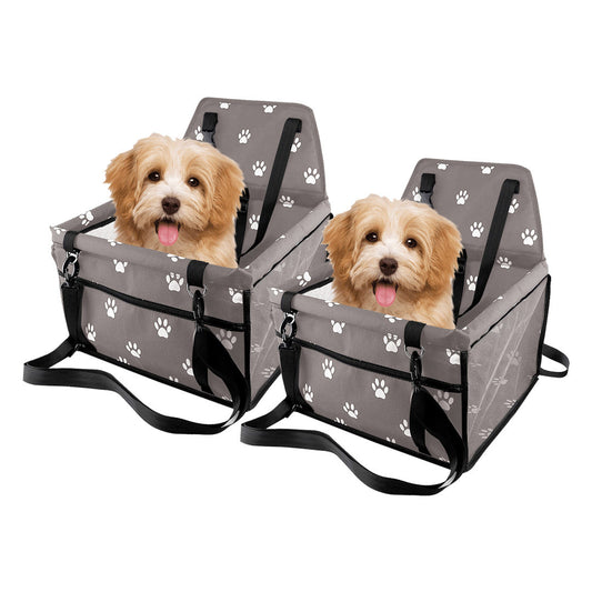 SOGA 2X Waterproof Pet Booster Car Seat Breathable Mesh Safety Travel Portable Dog Carrier Bag Grey $ 86.50