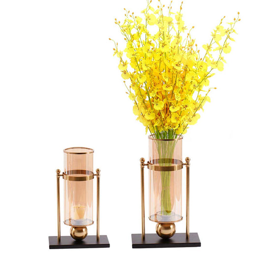 SOGA 40cm Transparent Glass Flower Vase w/ Yellow Flower and 32cm w/ Candle Set $ 288.90