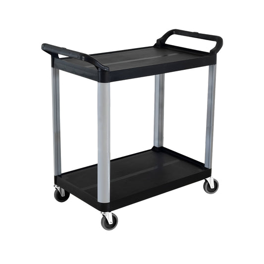 SOGA 2 Tier Food Trolley Portable Kitchen Cart Multifunctional Big Utility Service with wheels 845x430x940mm Black $ 166.90