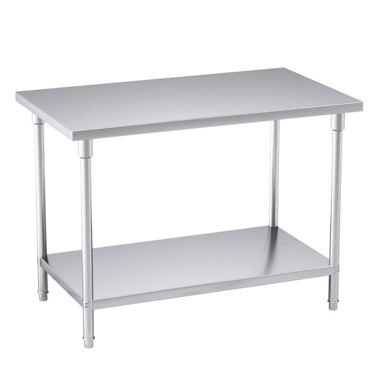 SOGA 2-Tier Commercial Catering Kitchen Stainless Steel Prep Work Bench Table 120*70*85cm $ 499.90