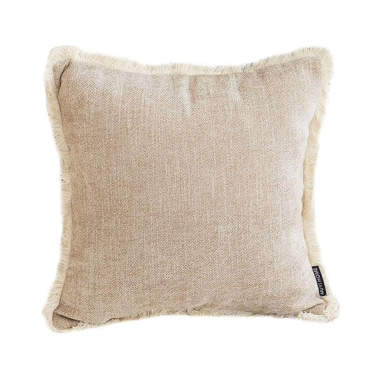 SOGA 45cm Milk Coffee Home Aesthetic Chenille Texture Tassel Square Throw pillow $ 55.50
