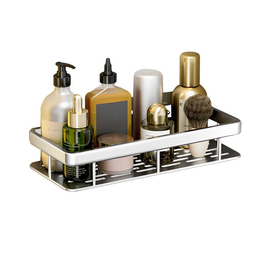 SOGA Silver Wall-Mounted Rectangular Bathroom Storage Organiser Space Saving Adhesive Shelf Rack $ 41.50