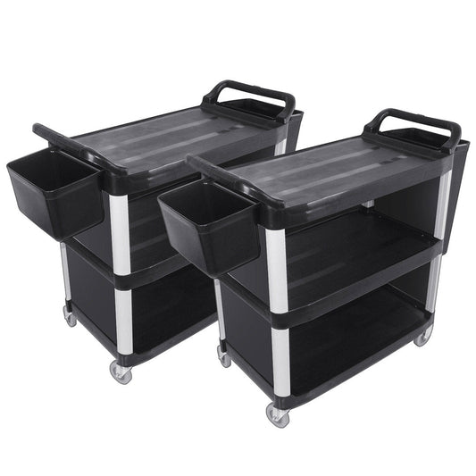 SOGA 2X 3 Tier Covered Food Trolley Food Waste Cart Storage Mechanic Kitchen with Bins $ 637.50