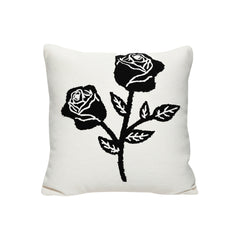 SOGA 45cm White Black Rose Floral Embroidered Throw Pillow $ 66.90