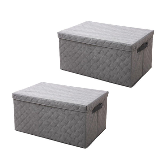 SOGA 2X Extra Large Grey Non-Woven Diamond Quilt Grid Fabric Storage/Organizer Box