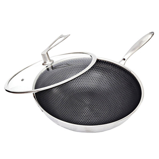 SOGA 32cm Stainless Steel Tri-Ply Frying Cooking Fry Pan Textured Non Stick Interior Skillet with Glass Lid $ 144.50