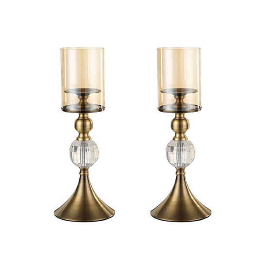 SOGA 2X 38cm Glass Candle Holder Candle Stand Glass/Metal $ 172.90