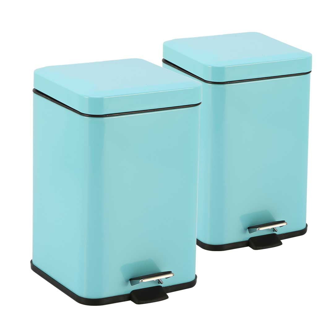 SOGA 2X Foot Pedal Stainless Steel Rubbish Recycling Garbage Waste Trash Bin Square 12L Blue $ 161.90