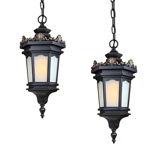 Vintage Lamp 2X 54.5cm Elegant Aluminum & Glass Lantern Chandelier Classic Hanging Light Fixture Antique Style $ 1035.50