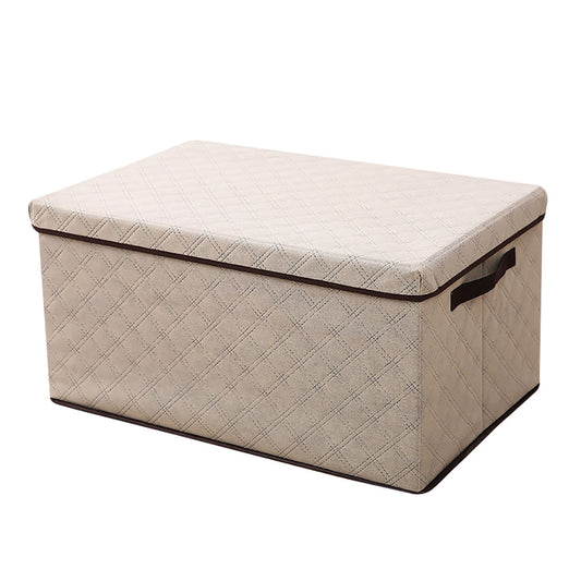 SOGA Extra Large Beige Non-Woven Diamond Quilt Grid Fabric Storage/Organizer Box