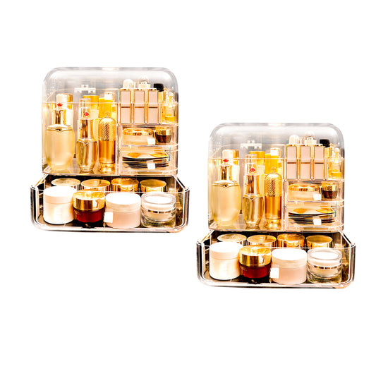 SOGA 2X Transparent Cosmetic Storage Box Clear Makeup Skincare Holder with Lid Drawers Waterproof Dustproof Organiser $ 151.50
