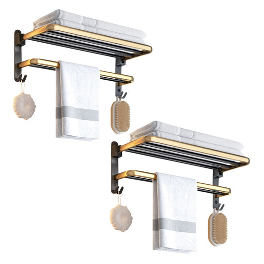 SOGA 2X 62cm Wall-Mounted Double Pole Towel Holder Bathroom Organiser Rail Hanger with Hooks $ 161.90
