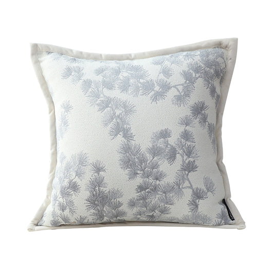 SOGA 45cm Throw Pillow Cream White Wide Border with Branch and Pine Needle Design Pattern Home Decor $ 47.90