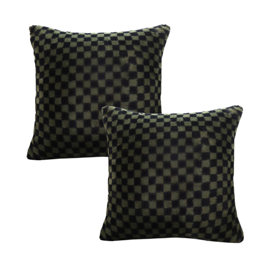 SOGA 2X 45cm Urban Light Luxury Pillow Dark Night Green Checkered Square Throw Pillow $ 107.90